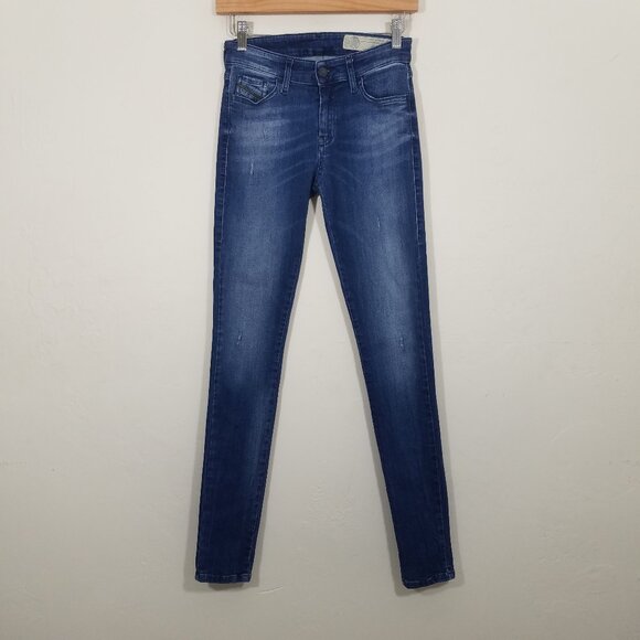 Diesel SLANDY Super Slim-Skinny Regular Waist Stretch Jeans Blue Size 26 - Picture 1 of 6